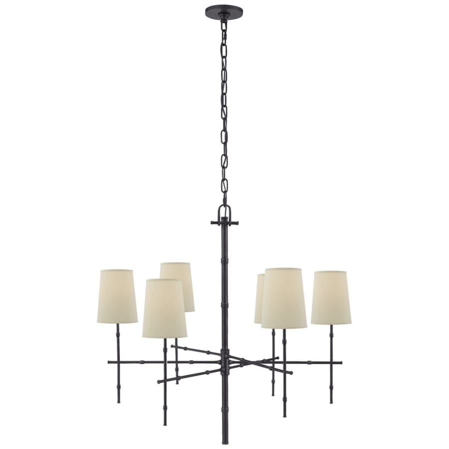 Visual Comfort Grenol 33" Modern Bamboo Chandelier with Natural Percale Shades by Studio VC
