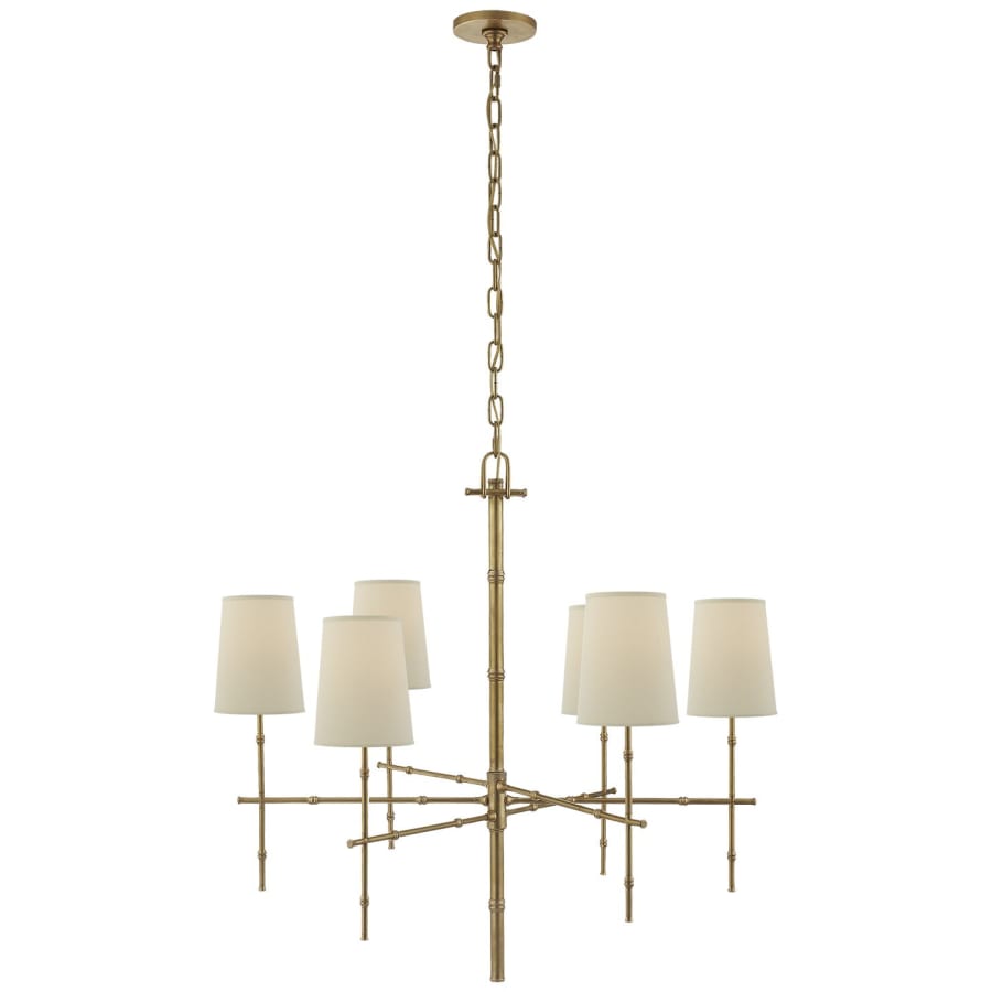 Visual Comfort Grenol 33" Modern Bamboo Chandelier with Natural Percale Shades by Studio VC