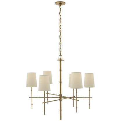 Visual Comfort Grenol 33" Modern Bamboo Chandelier with Natural Percale Shades by Studio VC