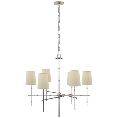 Visual Comfort Grenol 33" Modern Bamboo Chandelier with Natural Percale Shades by Studio VC