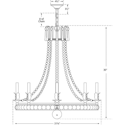Visual Comfort Regency 31" Large Chandelier by Joe Nye