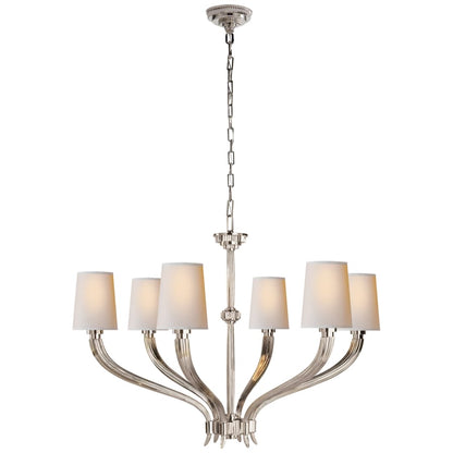 Visual Comfort Ruhlmann 35" Large Chandelier with Natural Paper Shades by E. F. Chapman