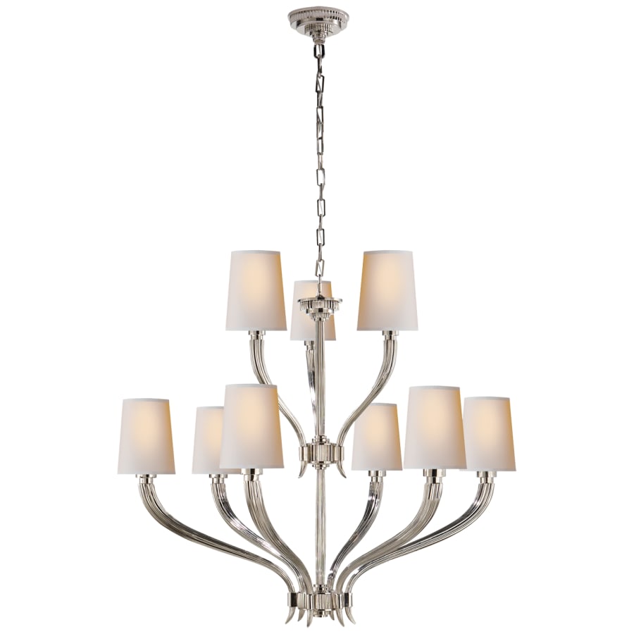 Visual Comfort Ruhlmann 35" Two-Tier Chandelier with Natural Paper Shades by E. F. Chapman