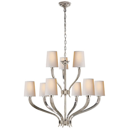 Visual Comfort Ruhlmann 35" Two-Tier Chandelier with Natural Paper Shades by E. F. Chapman