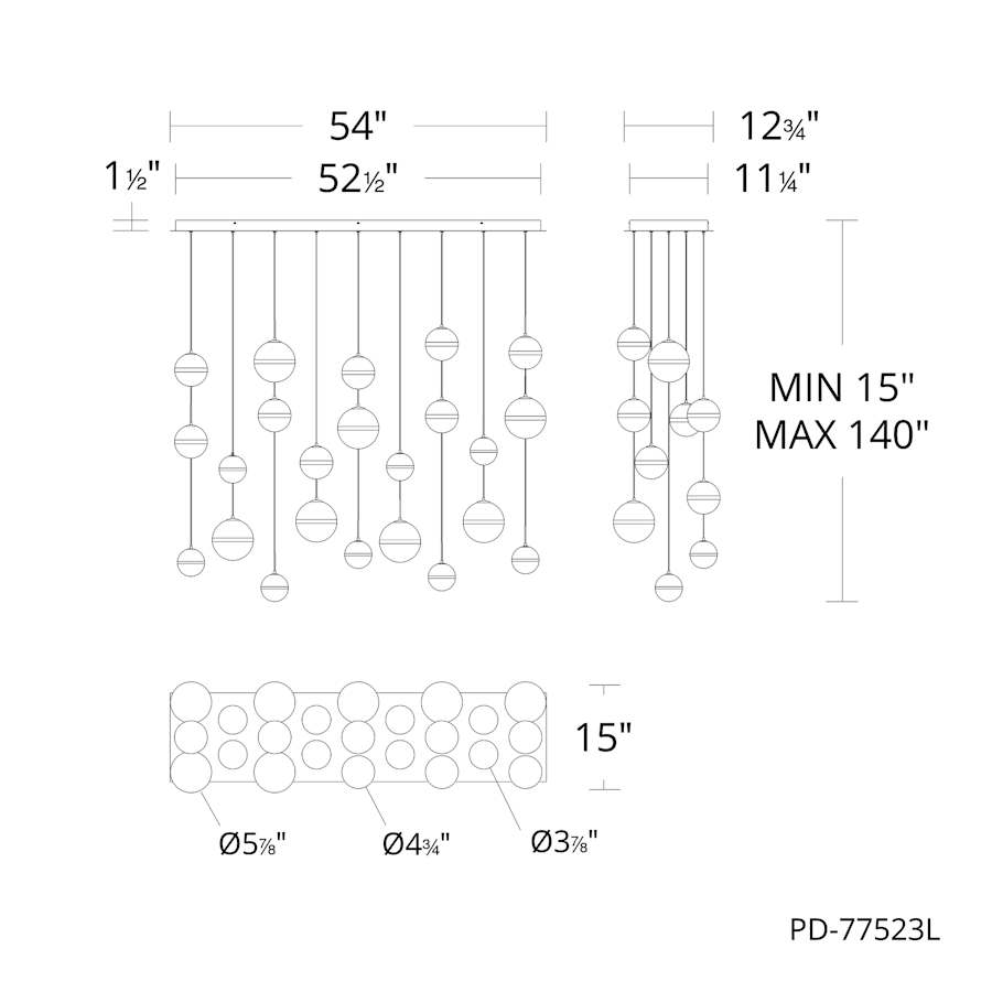 WAC Lighting Cyllindra 54" Wide LED Multi Light Pendant