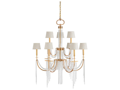 Wildwood Mackie 9-Light Chandelier in Antique Brass with Glass Beads