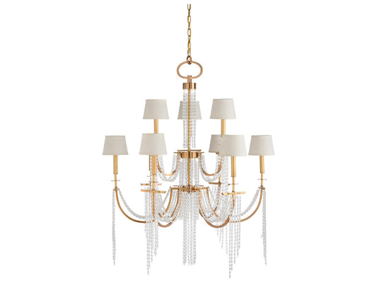 Wildwood Mackie 9-Light Chandelier in Antique Brass with Glass Beads