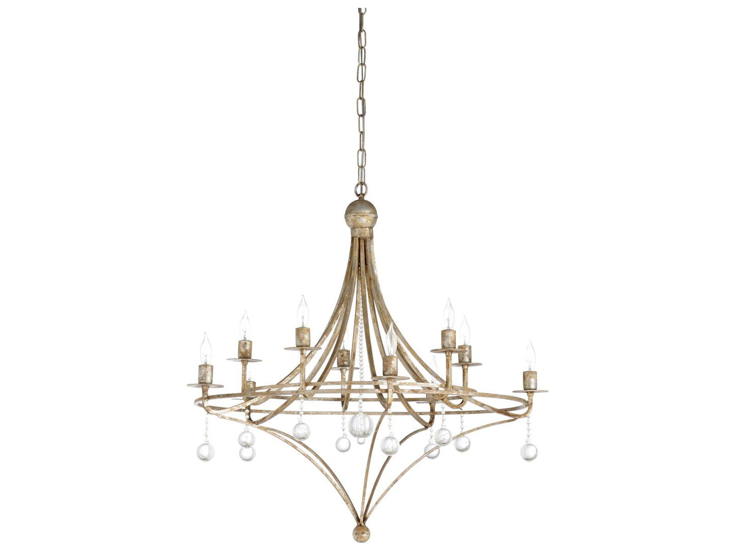 Wildwood Martha 10-Light Chandelier with Clear Crystals in Aged Silver Leaf