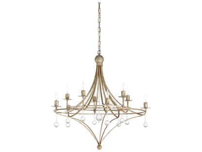 Wildwood Martha 10-Light Chandelier with Clear Crystals in Aged Silver Leaf