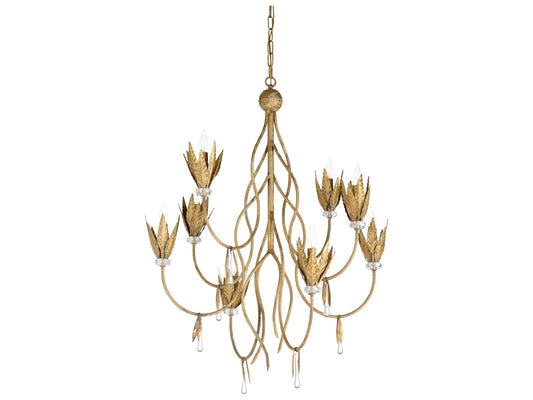 Wildwood Phoebe 8-Light Chandelier in Aged Gold Leaf and Clear Crystal