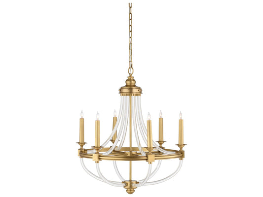 Wildwood 6-Light Prospect Chandelier in Antique Brass with Clear Acrylic