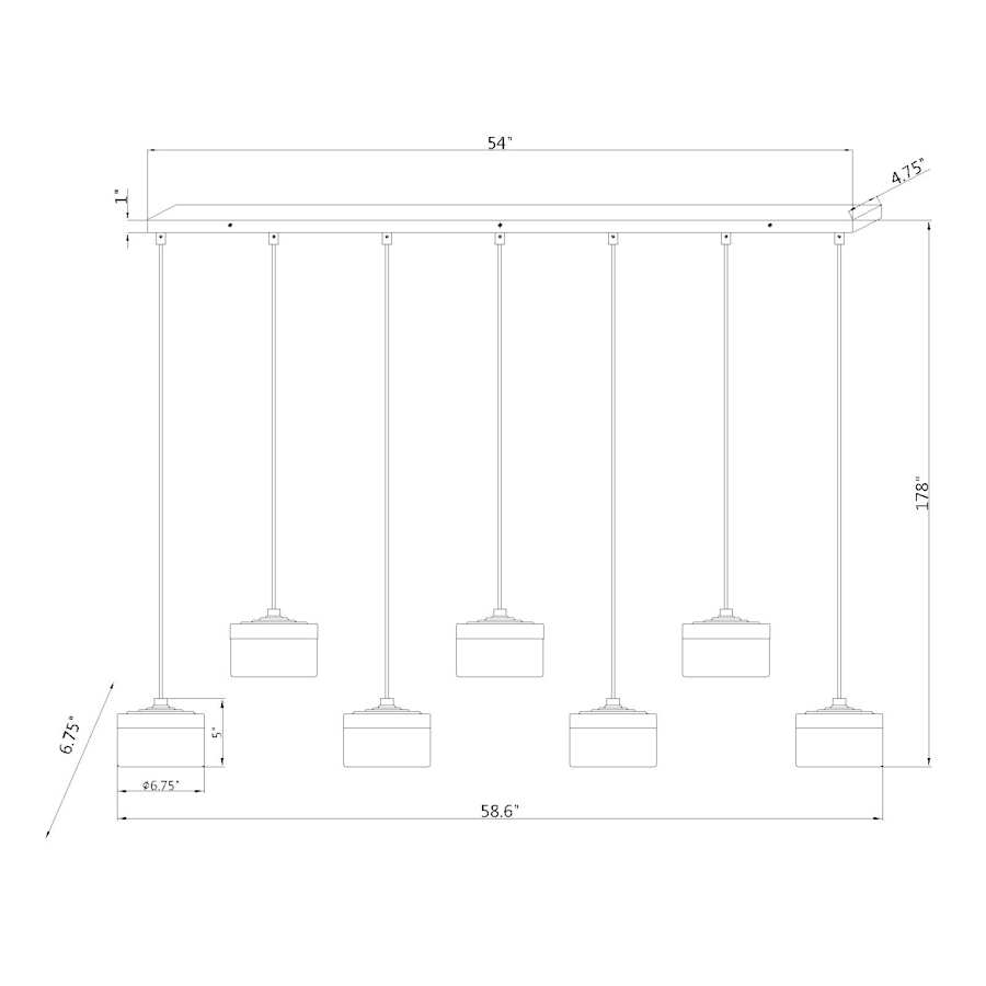 Z-Lite Renaud 59" Wide LED 7 Light Linear Pendant