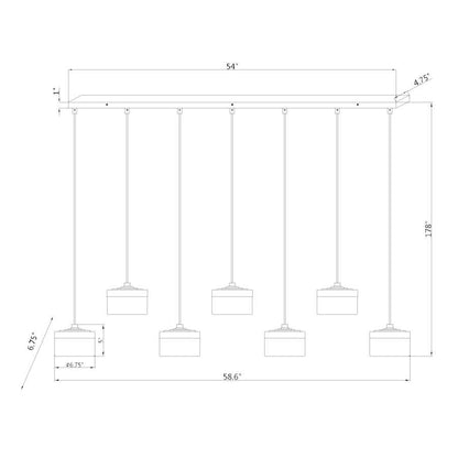 Z-Lite Renaud 59" Wide LED 7 Light Linear Pendant
