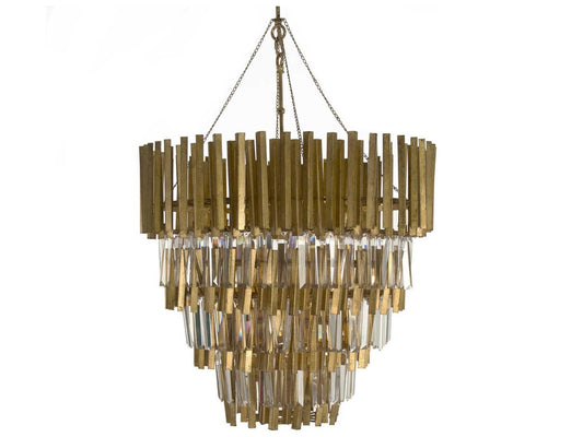 Zentique 4-Light Gold Leaf Crystal Candelabra Chandelier